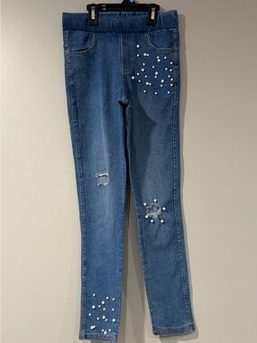 Janie and Jack Medium Blue Pearl-Embellished Girls' Jeggings